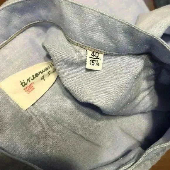 Tintoria Mattei 954 Men Shirt Blue Color Long Sleeves Pleated Panel Sz 40/15-3/4 - Picture 7 of 14